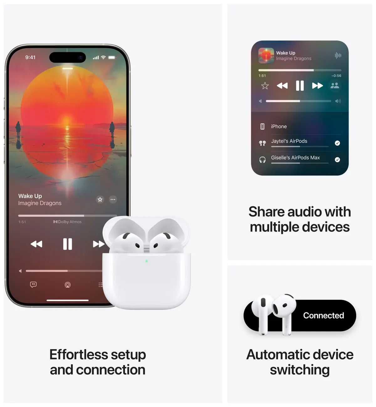 Apple AirPods 4 med aktiv brusreducering (2024) med trådlöst laddningsetui (USB-C)